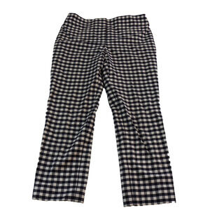 Ann Taylor Women's Gingham Slim Pants Size 6 Black White Stretch Trousers